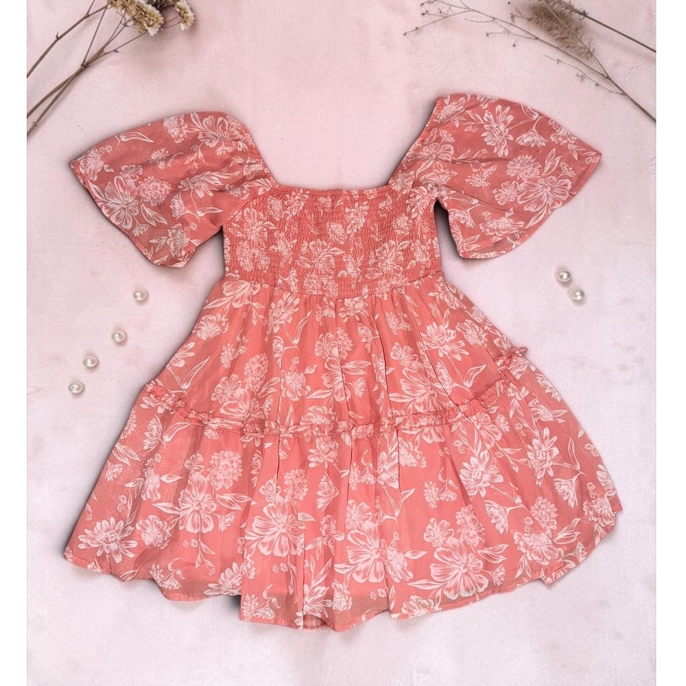 Justify - Coral Pink Tiered Mini Dress - Medium